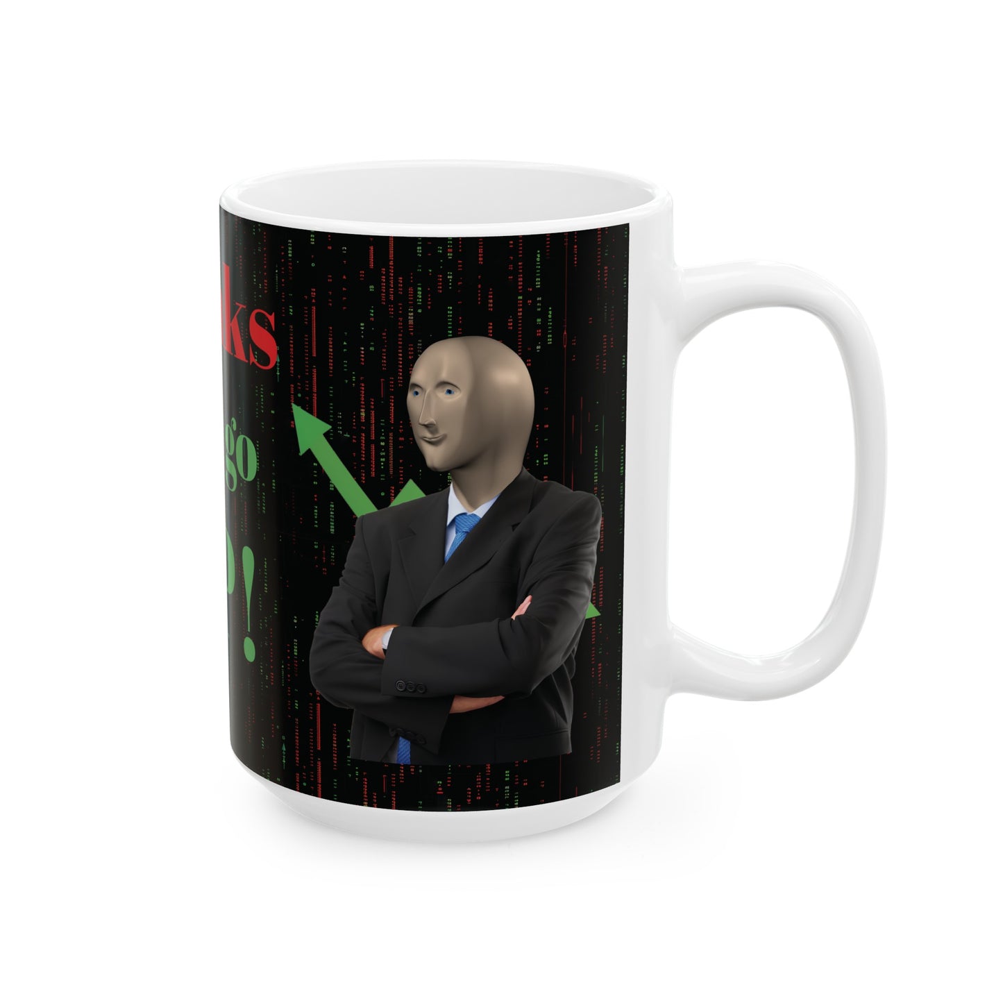 Stonks Only Go UP! Black Mug