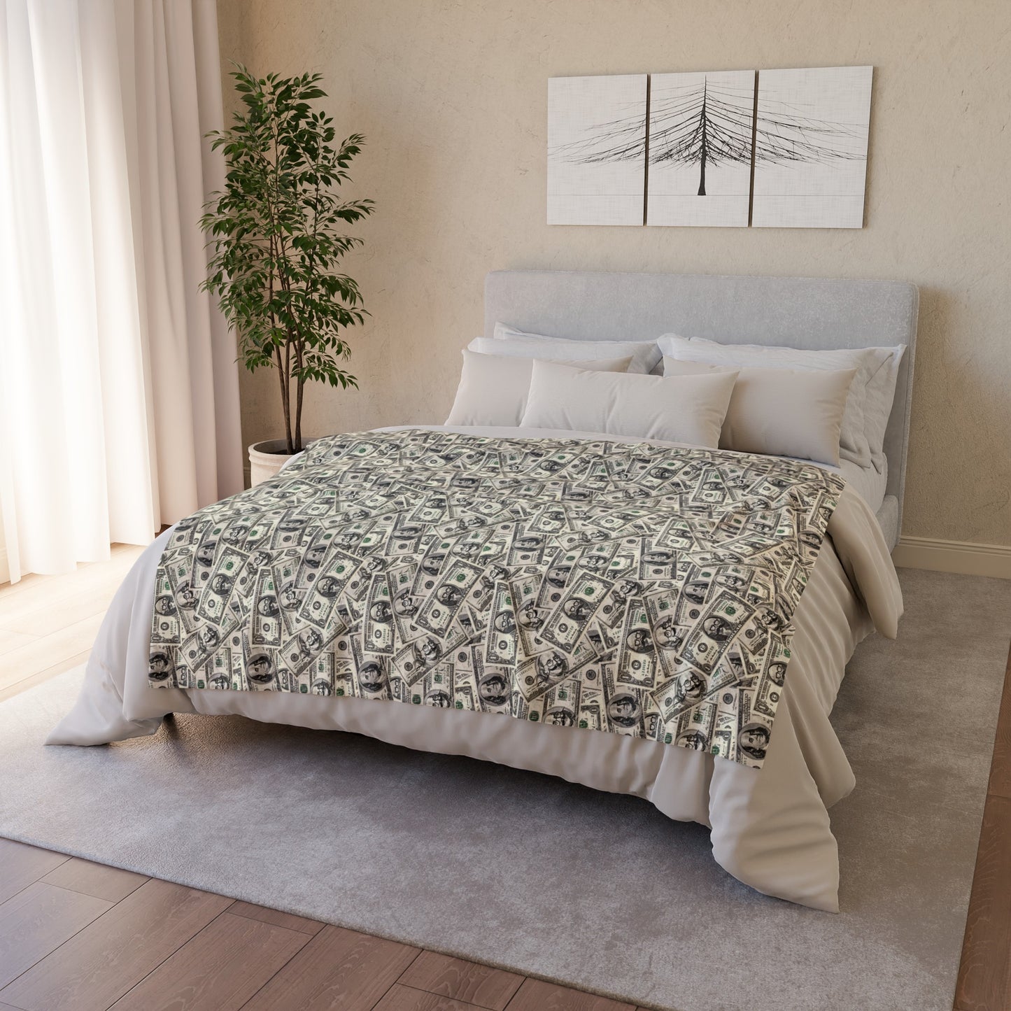 Soft Dollar Pattern Blanket