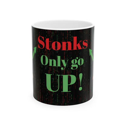 Stonks Only Go UP! Black Mug
